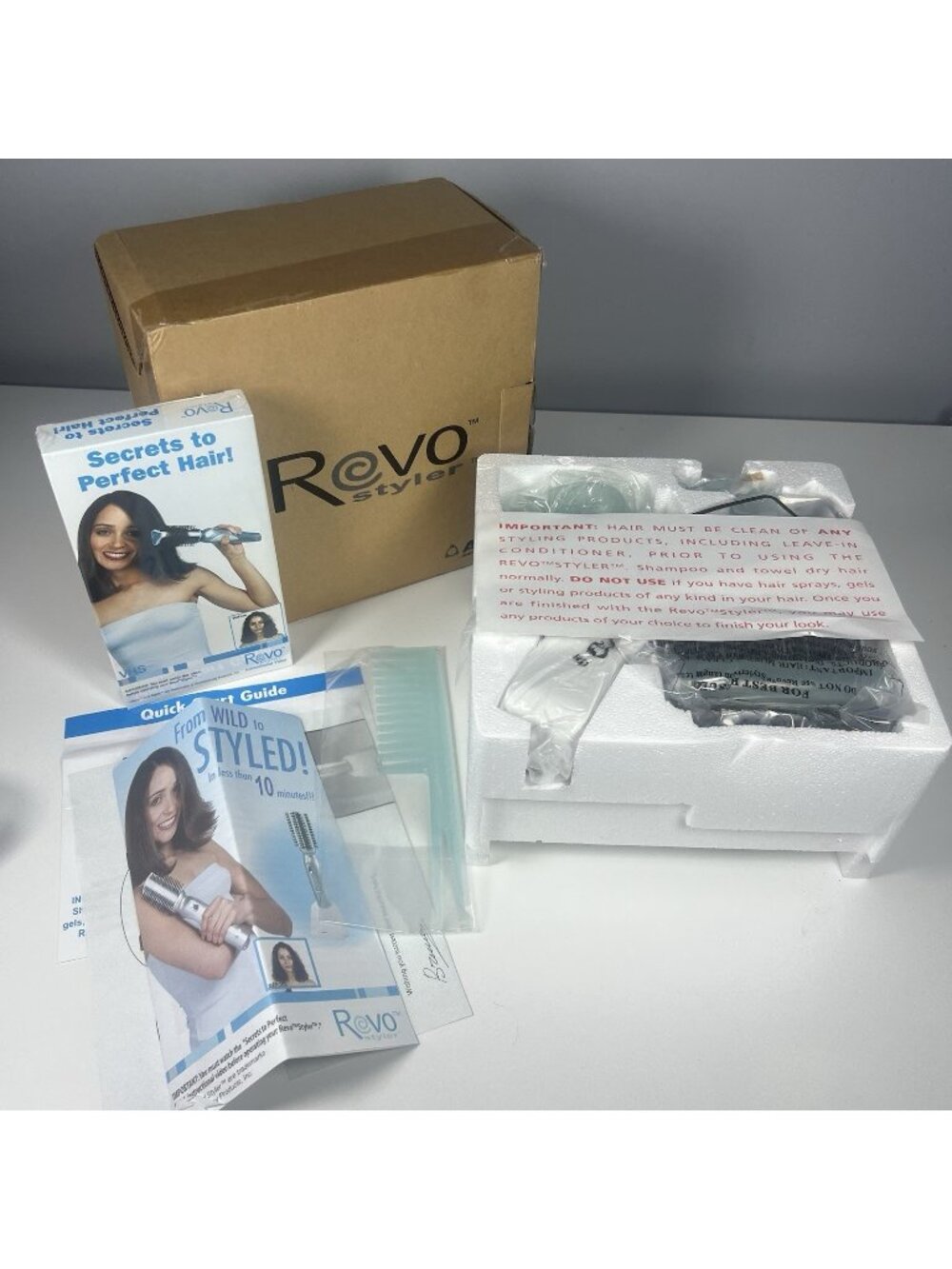 NEW (-VHS Tape) 2002 REVO Styler Cordless Rotating Hair Brush Anti-Tangle System